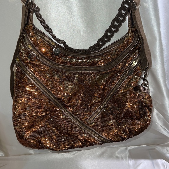 Alexis Hudson bronze sequin shoulder/crossbody bag - Picture 2 of 10